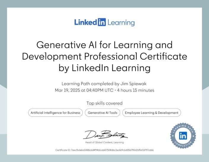 Generative AI for Learning and Development Professional Certificate