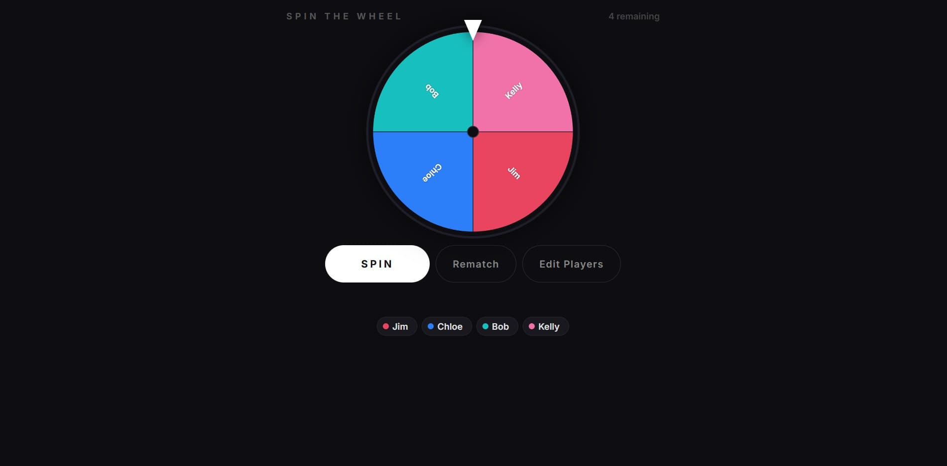 Spin Game interface